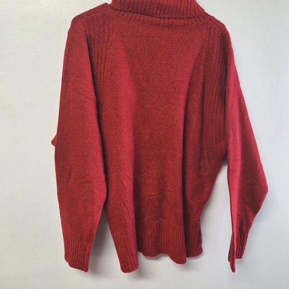 Double Zero Red Sweater Soft Womens Lovely Large Turtle Neck Bat Wing Warm - Picture 7 of 8